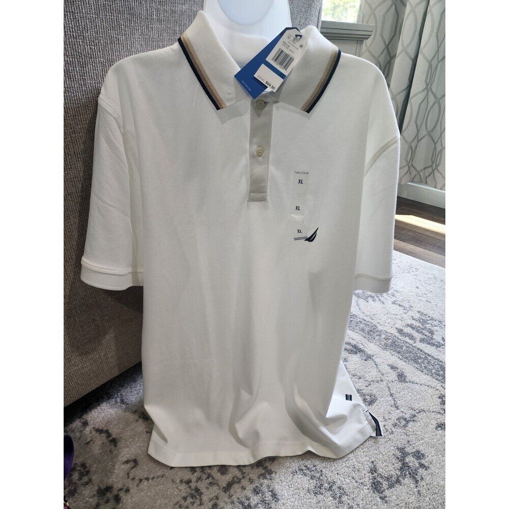 Nautica Mens Navtech Classic Fit Wicking Breathable Performance Polo XL White